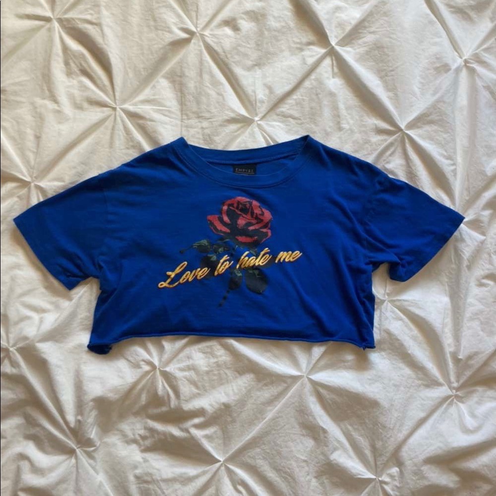 Blue graphic crop top